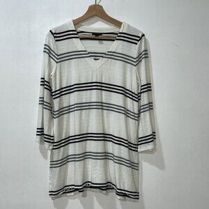 J.JILL WOMENS HEAVYWEIGHT TUNIC 3/4 SLEEVE STRIPED Sz SMALL